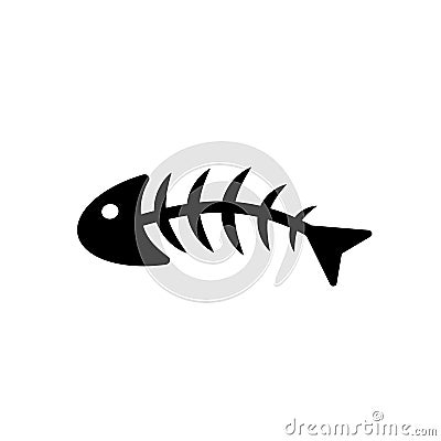 Fish bone simple black icon on white Vector Illustration