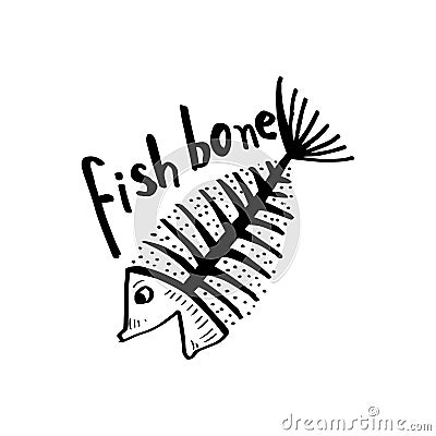 Fish bone, fish skeleton for shirt design, poster, logo. Stock Photo