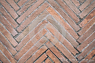 Fish bone texture of aged red bricks Stock Photo