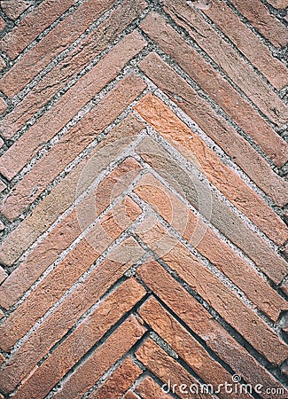 Fish bone texture of aged red bricks Stock Photo