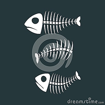 Fish bones isolated. fishy Skeleton on white background Vector Illustration