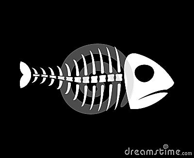 Fish bones isolated. fishy Skeleton on white background Vector Illustration