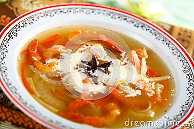 Fish bouillon with vegetables Stock Photo