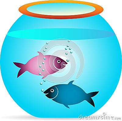 Fish with bowl Vector Illustration