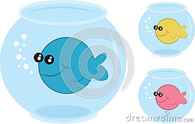 Fish Bowls Vector Illustration