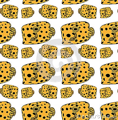 Fish-box pattern yellow Cartoon Illustration