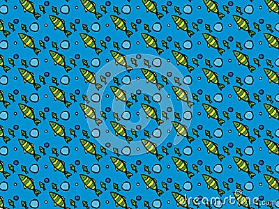 Fish and bubbles pattern Stock Photo