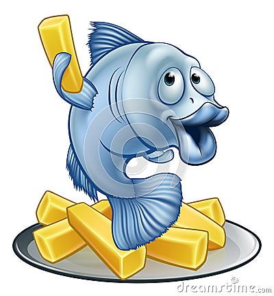 Fish and Chips Cartoon Vector Illustration