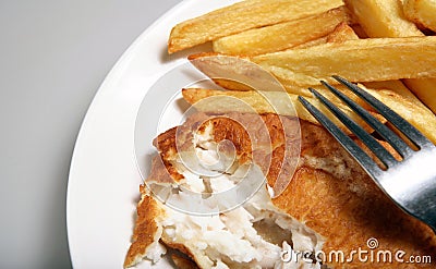 fish chips english meal plate Stock Photo