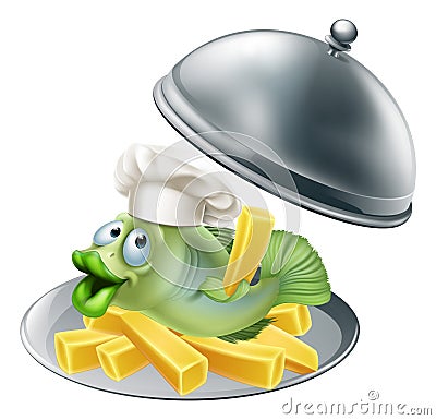 Fish and chips platter Vector Illustration