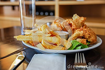 Fish and chips at the winery cafe Stock Photo