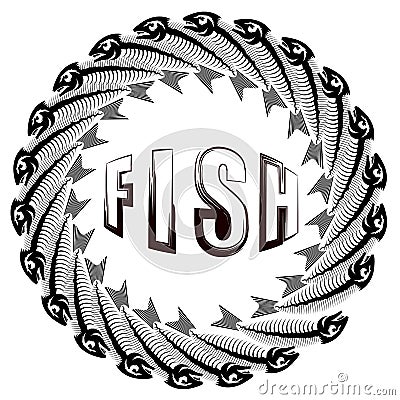 Fish Circle Frame Vector Illustration