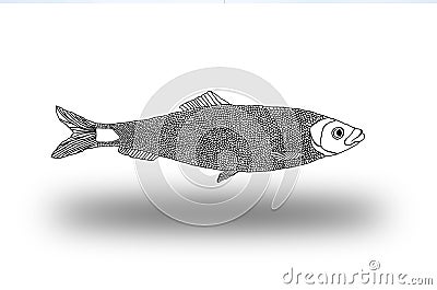 Fish contours with shadow on white background Stock Photo