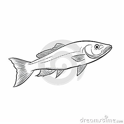 Bold Outline Whitefish Illustration: Clean And Simple Design Cartoon Illustration
