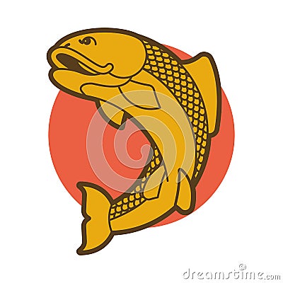 Fish emblem. Fishing club Fishermen sign. Vector illustration Vector Illustration