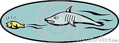 Fish escaping from a shark vector illustration Vector Illustration