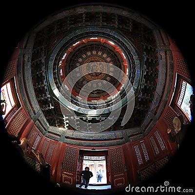 Fish-eye lens photography of Beijing Palace Museum with unique vision Editorial Stock Photo
