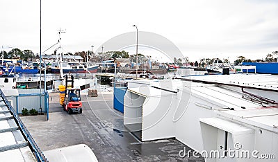 Fish factory in port Stock Photo