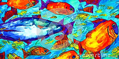 Fish Fantasia Imaginative and Whimsical Digital Fish Paintings Stock Photo