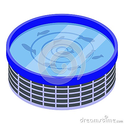 Fish farm pool icon, isometric style Vector Illustration