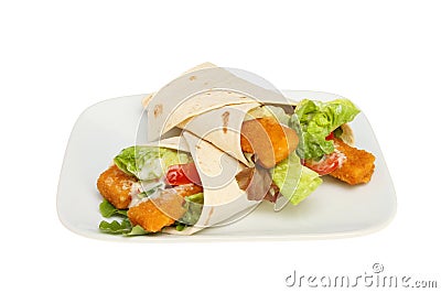 Fish finger wraps on plate Stock Photo