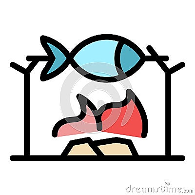 Fish fire preparing icon vector flat Vector Illustration