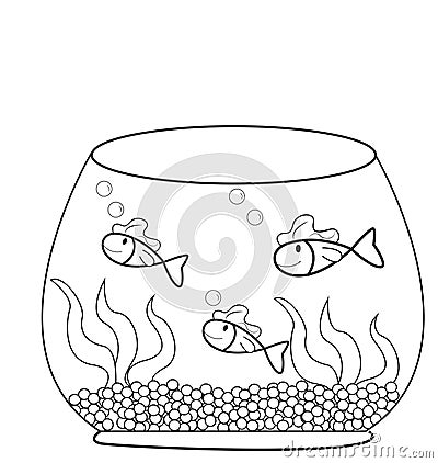 Fish in a fish bowl coloring page Stock Photo