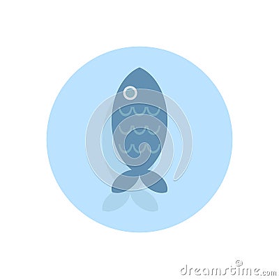 Fish flat icon. Round colorful button, circular vector sign, log Vector Illustration