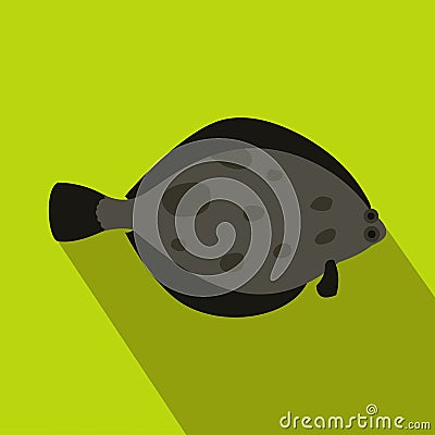 Fish flounder icon, flat style Stock Photo