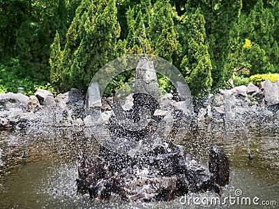 Fish fountain in Mei foo park, Hong Kong Stock Photo