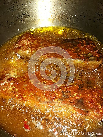 Fish fry fish tasty spicy cooking love Stock Photo