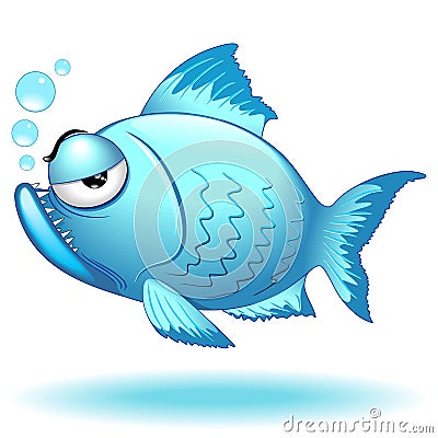 Fish Funny Grumpy Cartoon Character Vector illustration - 1 Vector Illustration