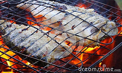 Fish on the grill. Stock Photo