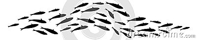 Fish group swim curve. Underwater school icon Stock Photo