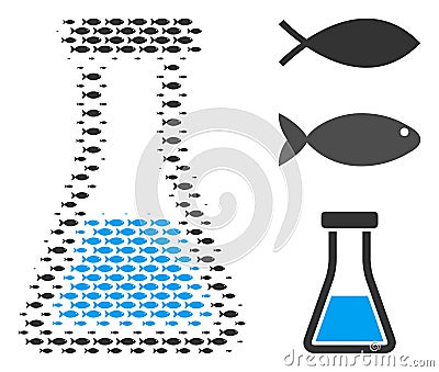 Fish Halftone Chemical Retort Composition Vector Illustration