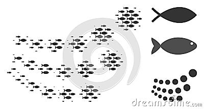 Fish Halftone Object Stream Mosaic Vector Illustration