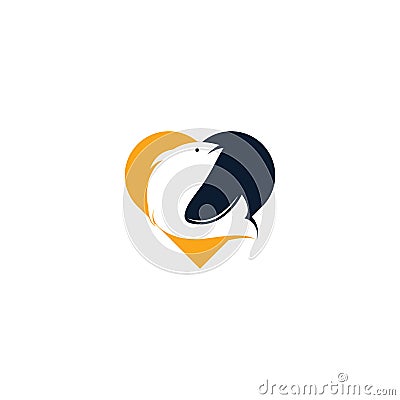 Fish heart shape concept vector logo design. Vector Illustration