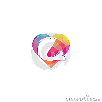 Fish heart shape concept vector logo design. Vector Illustration