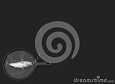 Fish on a heavy metal skillet with air bubbles Stock Photo