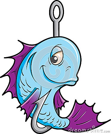 Fish on a Hook. Vector Illustration