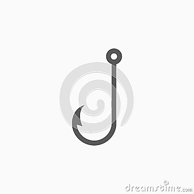 Fish hook icon, hook, barbed hook, fish Vector Illustration