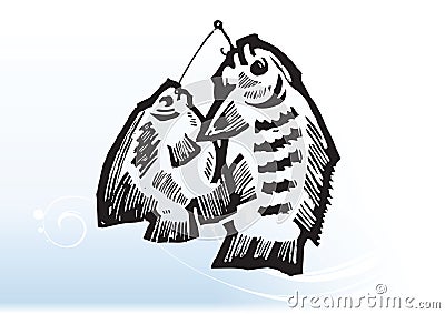 Fish on hooks Vector Illustration