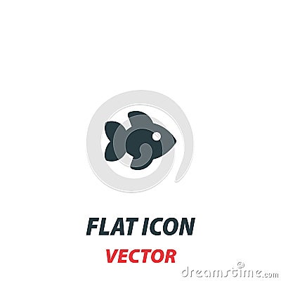 fish icon in a flat style. Vector illustration pictogram on white background. Isolated symbol suitable for mobile concept web Vector Illustration