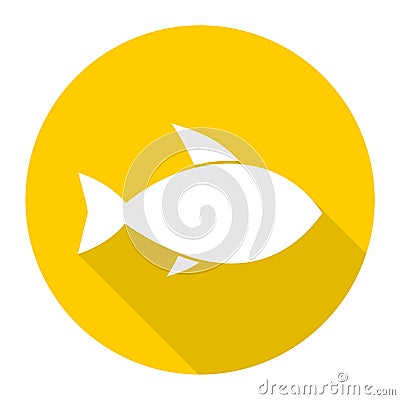 Fish icon with long shadow Vector Illustration