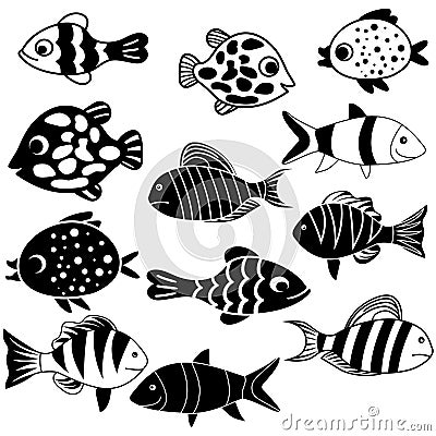 Fish icon vector. Aquarium illustration sign. Ocean symbol. Funny fish logo. Cartoon Illustration