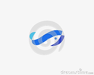 Fish idea logotype. Color overlay water logo. Universal sea food marine icon symbol. Vector Illustration
