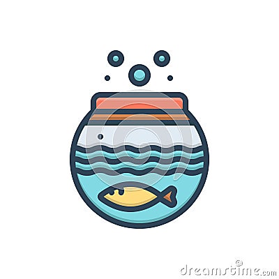 Color illustration icon for Fish Inside The Bowl, fishbowl and aquariums Cartoon Illustration