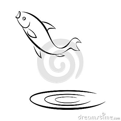 Fish Jumping out of the water Cartoon Illustration