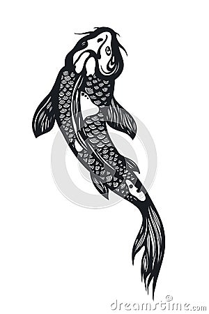 Fish Koi Carp. Chinese symbol of good luck, courage, persistence, perseverance, wisdom and vitality. Vector Illustration