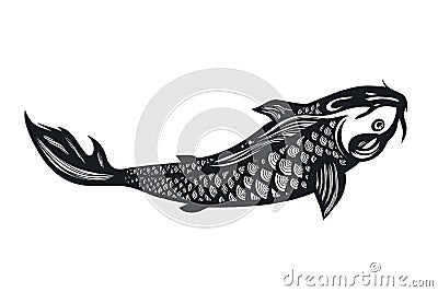 Fish Koi Carp. Chinese symbol of good luck, courage, persistence, perseverance, wisdom and vitality. Vector Illustration